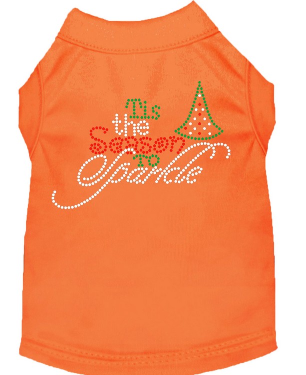 Tis the Season to Sparkle Rhinestone Dog Shirt Orange XXL